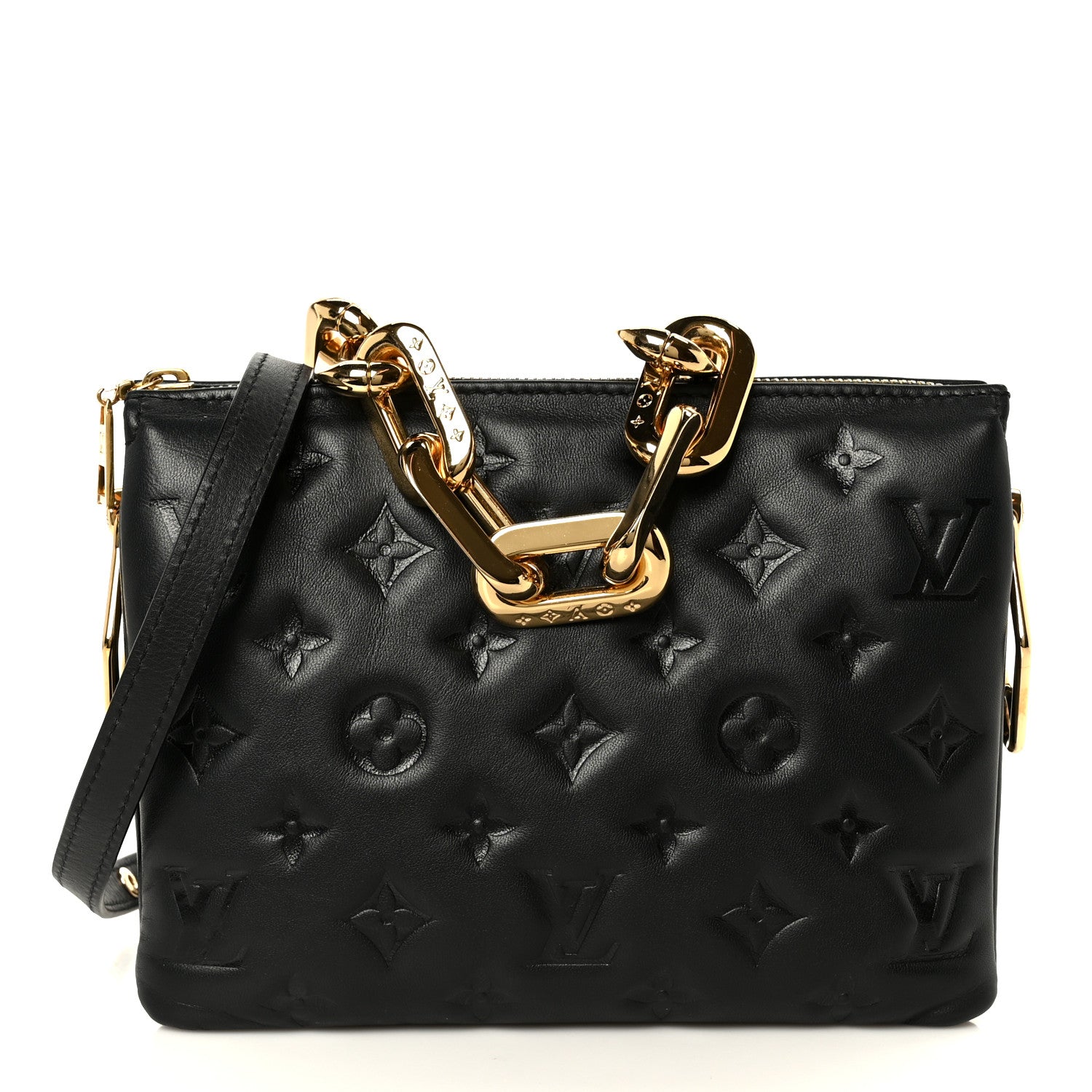 Louis Vuitton Lambskin Embossed Monogram Coussin BB Black 1 of 11