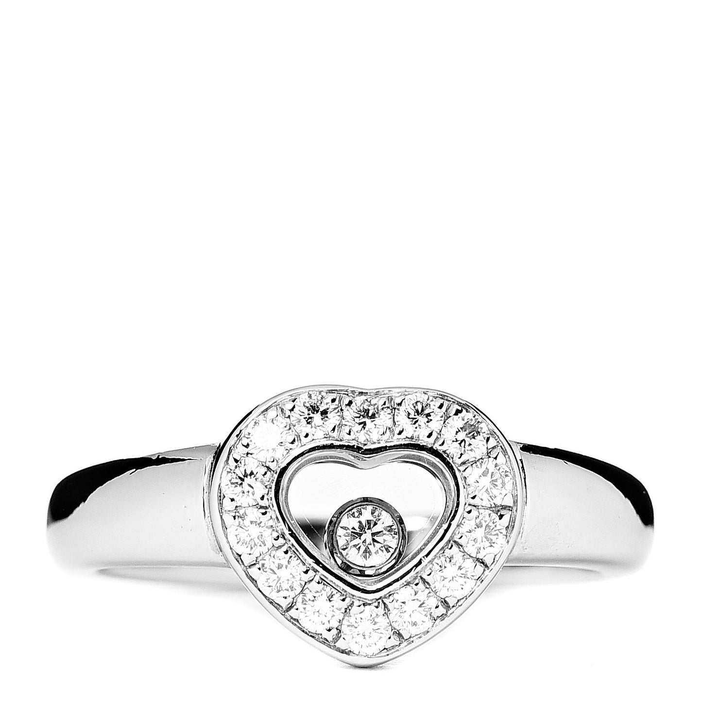 18K White Gold Diamond Happy Diamonds Heart Ring 50 5.25