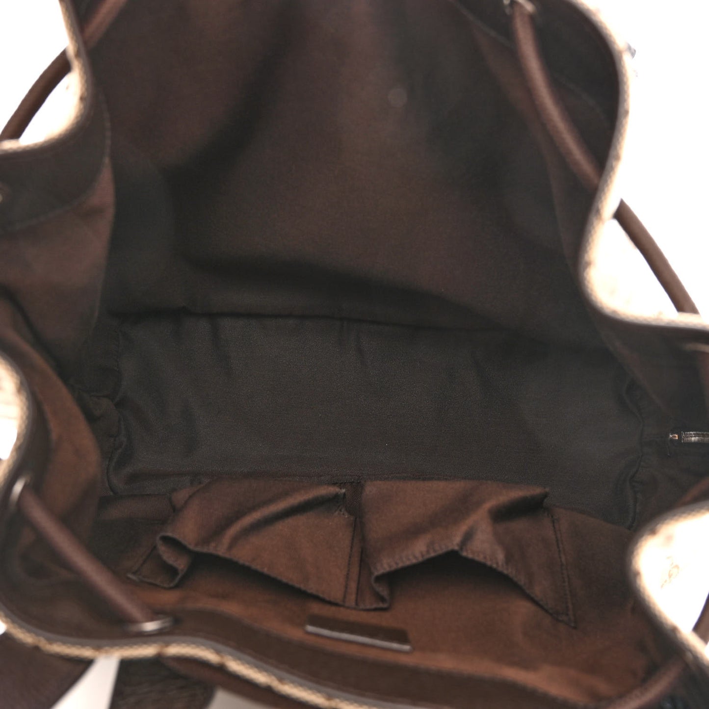 Monogram Dollar Calfskin O Drawstring Backpack Beige Ebony Testa di Moro Dark Chocolate