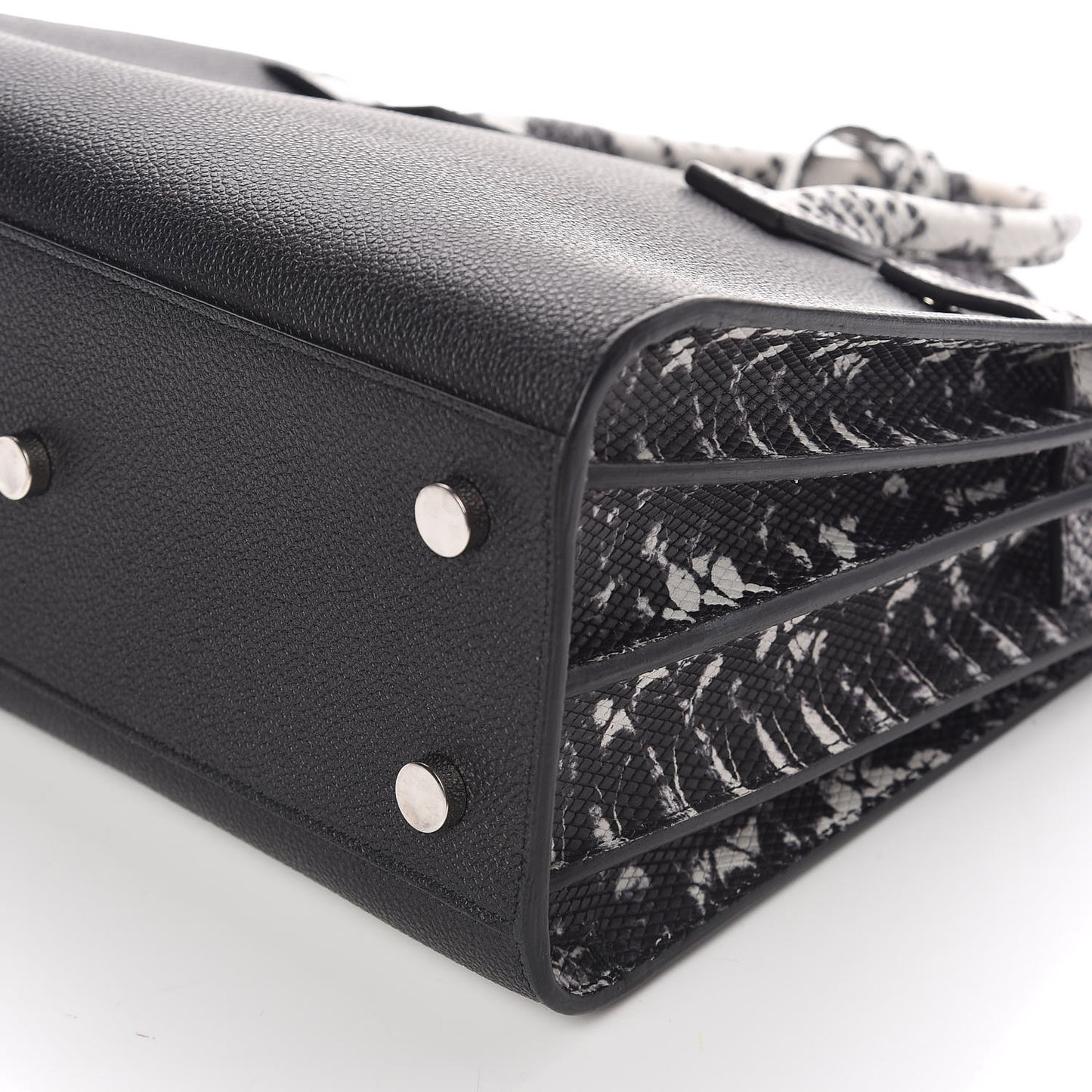 Grained Calfskin Embossed Python Baby Sac De Jour Black