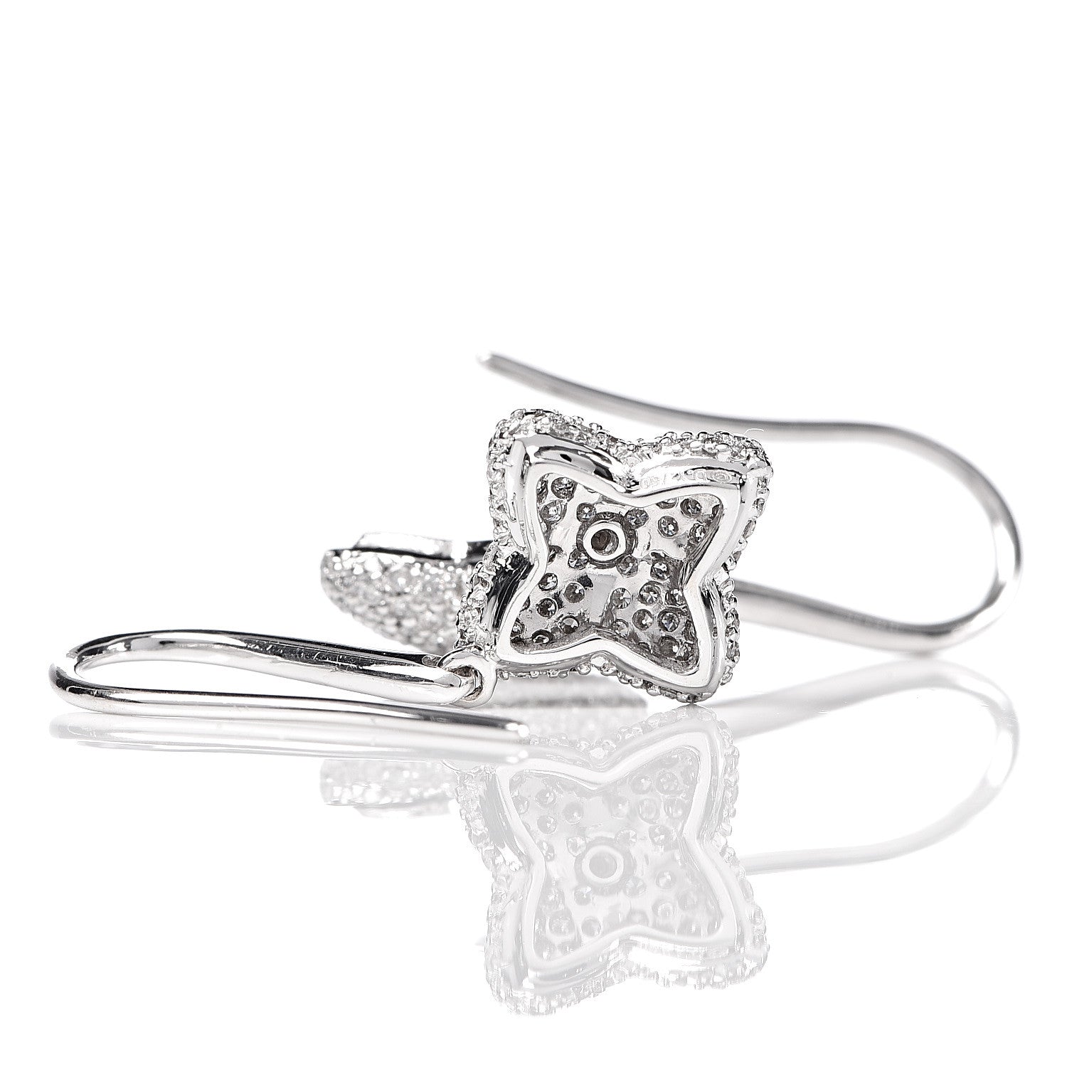 David Yurman 18K White Gold Diamond Quatrefoil Drop Earrings 4 of 4