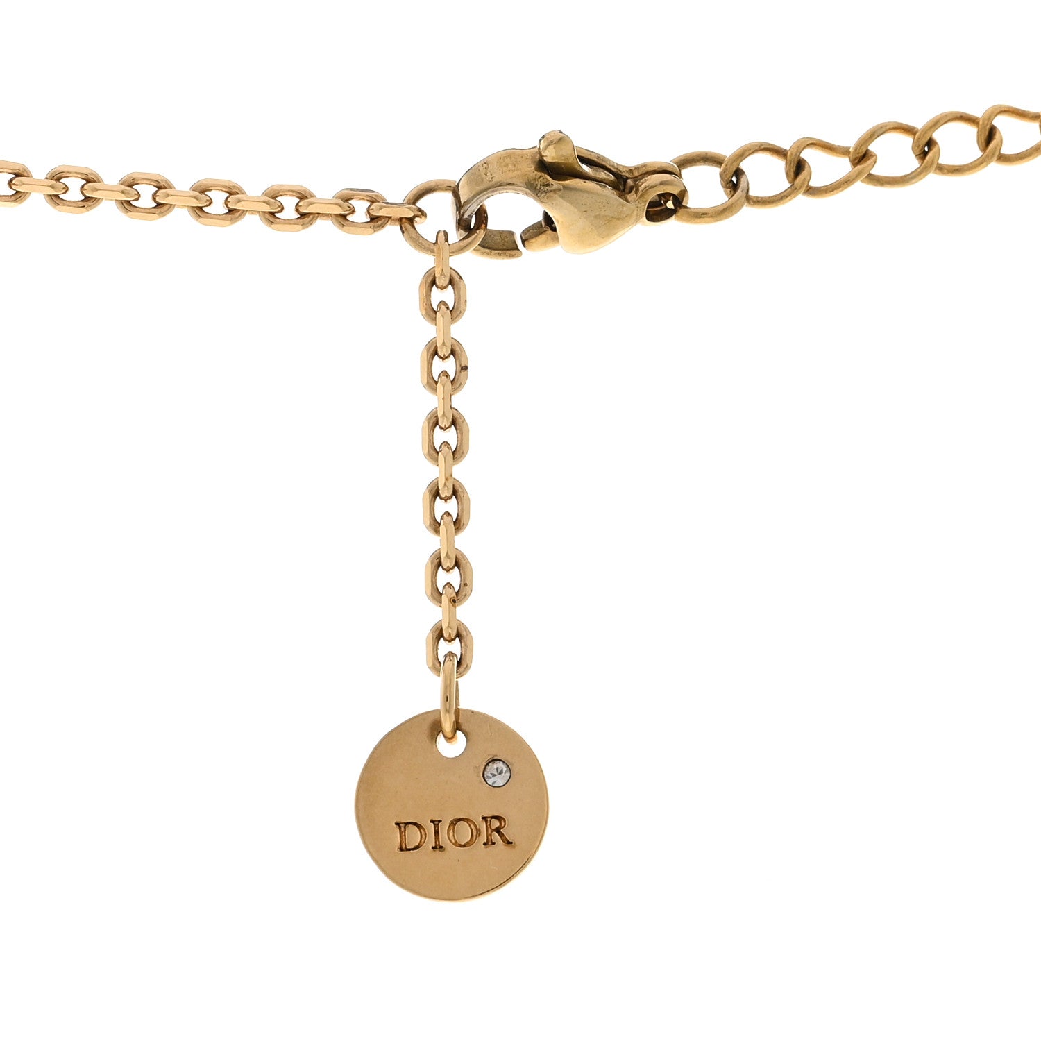 Christian Dior Metal Crystal Petit CD Double Necklace Gold 5 of 5