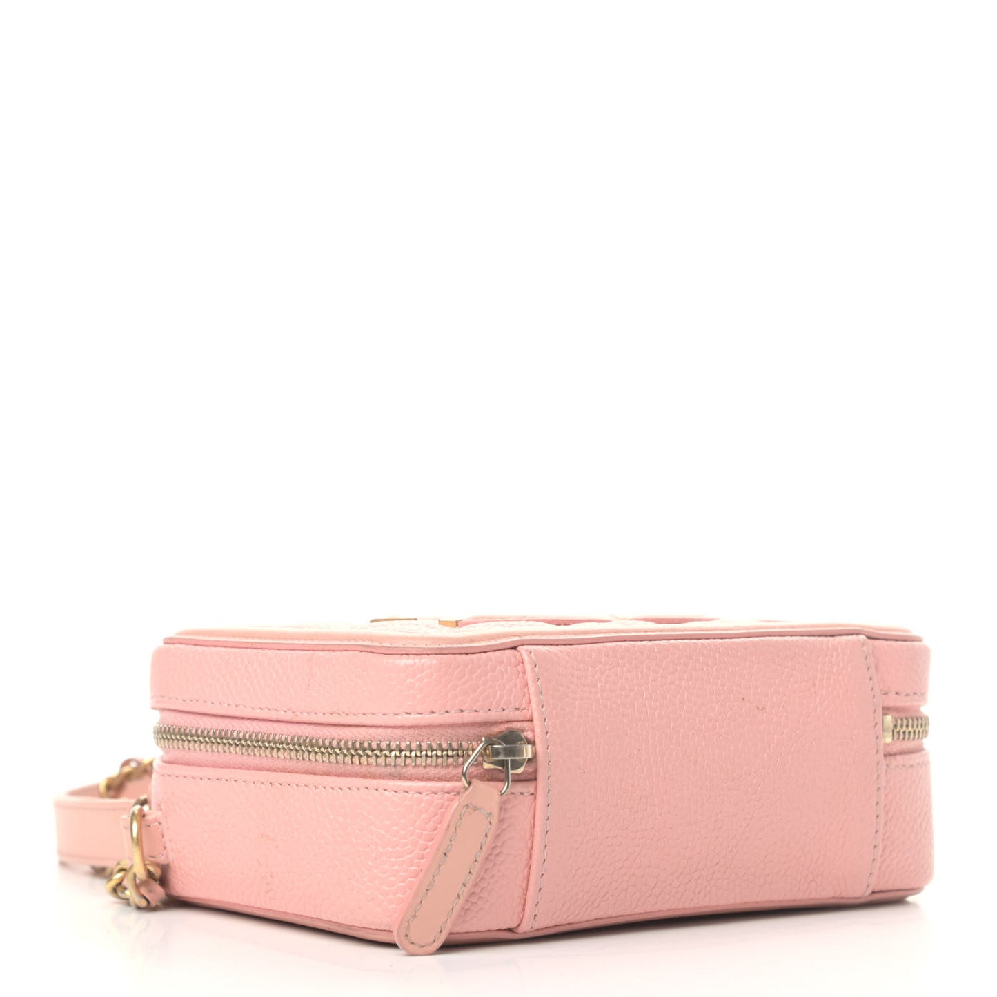 Caviar Quilted Filigree Vanity Clutch With Chain Pink