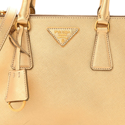 Prada Metallic Saffiano Lux Mini Galleria Double Zip Tote Platino 8 of 10