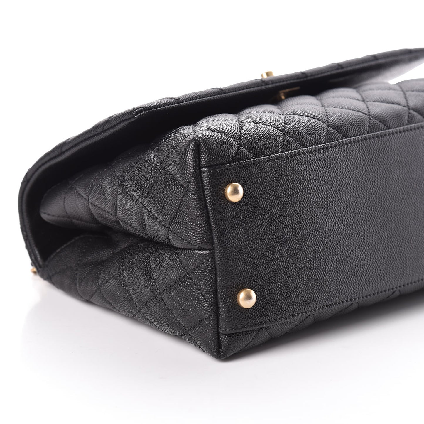 Caviar Quilted Small Coco Handle Flap Black
