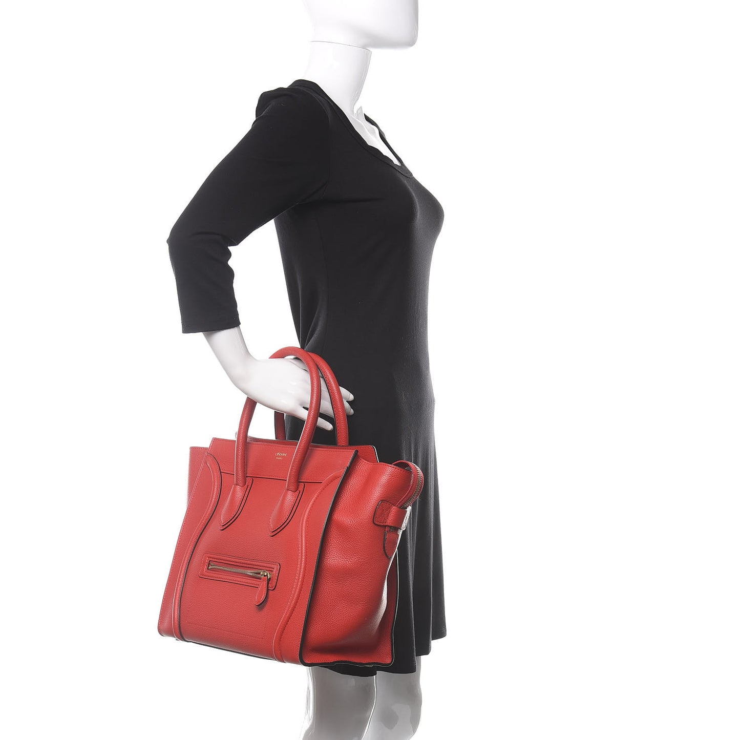 Drummed Calfskin Mini Luggage Coquelicot