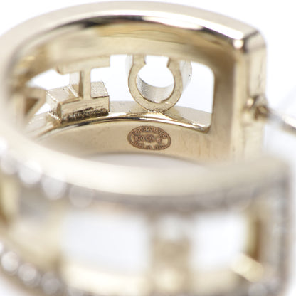 Chanel Metal Crystal Bow-tiful CC Hoop Earrings Gold 4 of 5