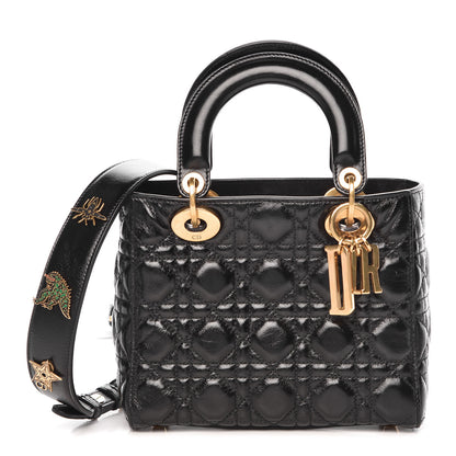 Christian Dior Crinkled Patent Cannage Small Lucky Badges My Lady Dior Black 1 of 7