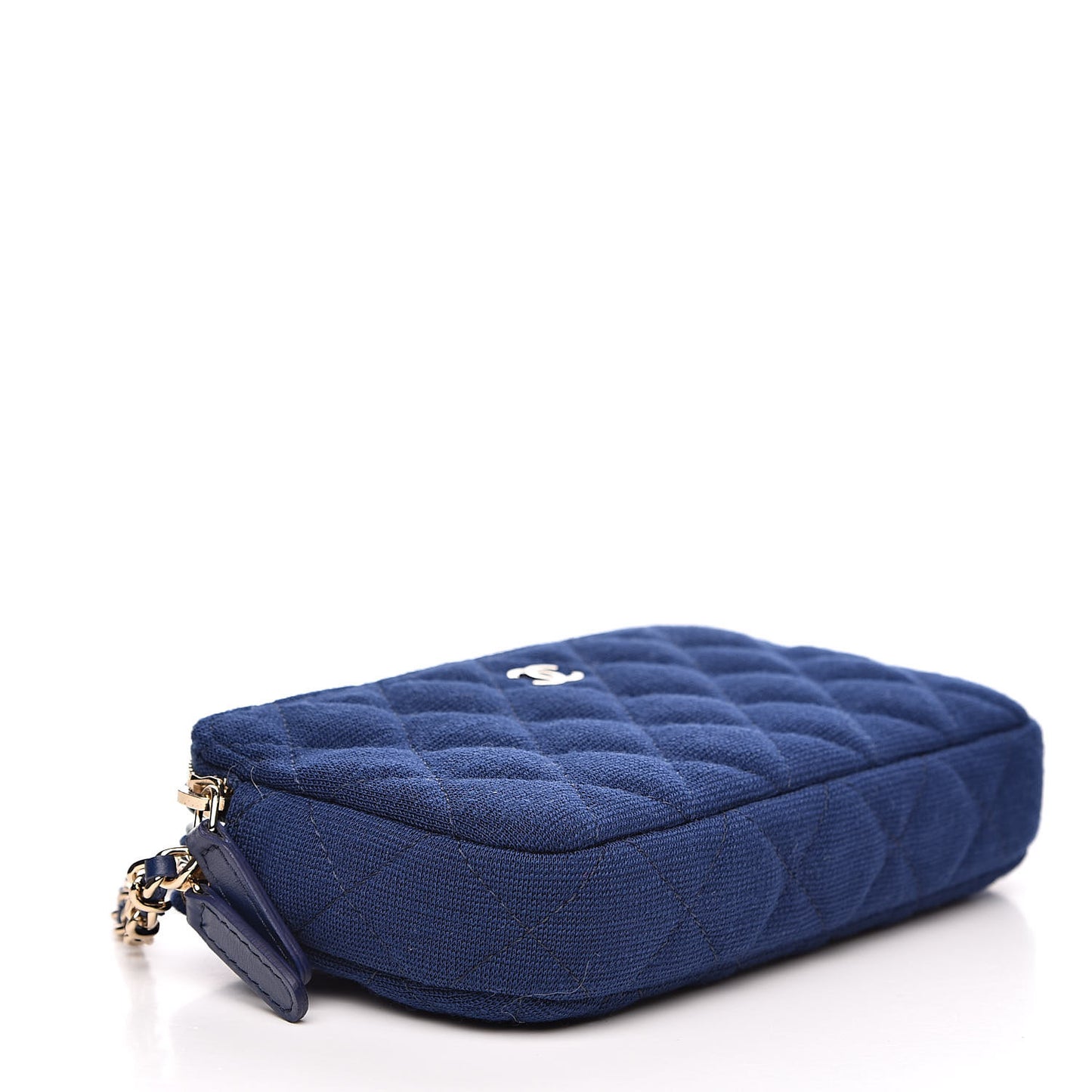 Jersey Quilted Small Clutch With Chain Navy