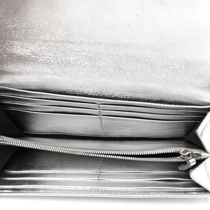 Fendi Vitello Catalan Mirror FF 1974 Embossed Continental Wallet Argento 5 of 8