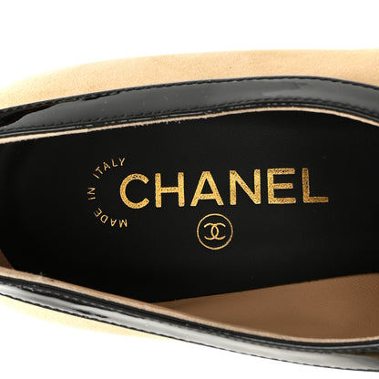 Chanel Suede Patent Calfskin Pumps 40 Beige Black 7 of 11