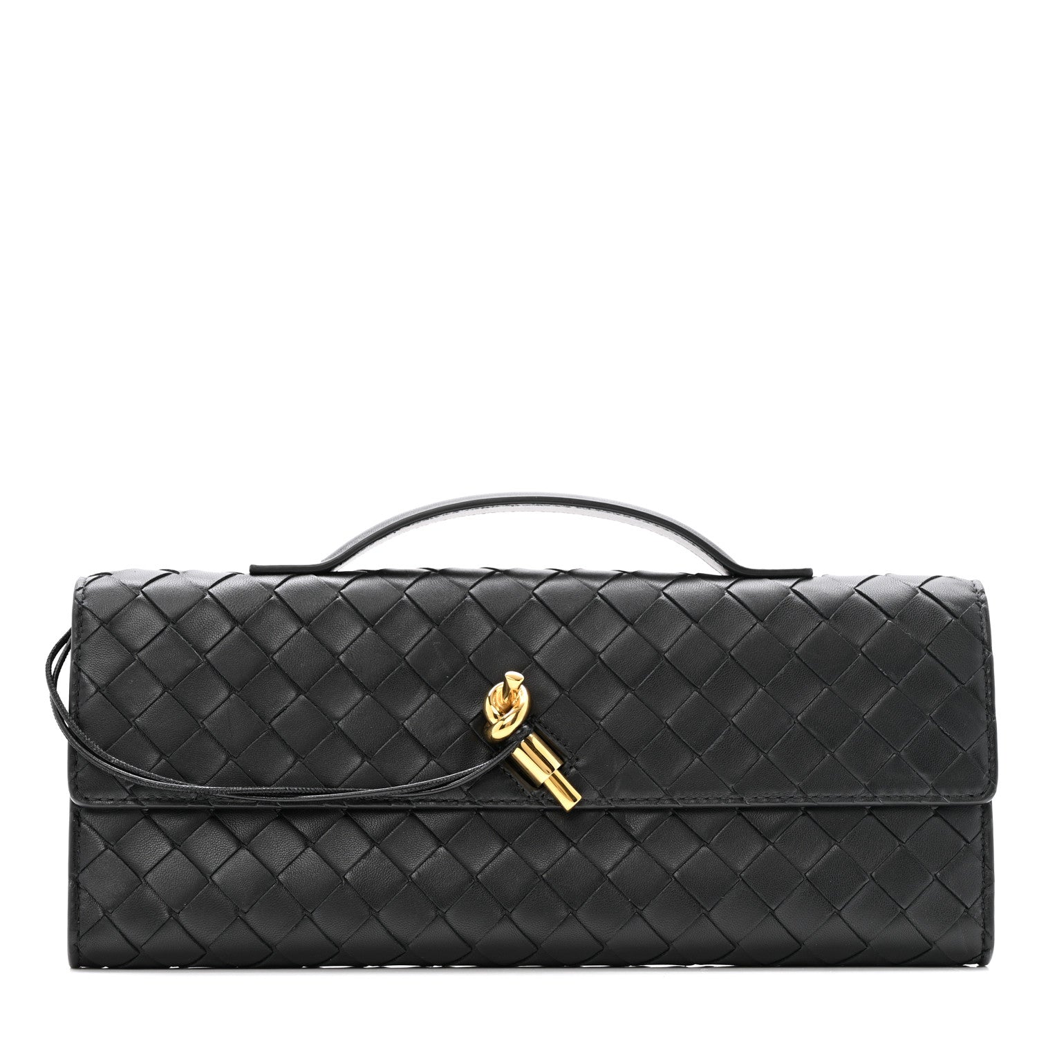 Bottega Veneta Nappa Intrecciato Long Andiamo Top Handle Clutch Black 1 of 9