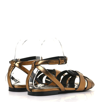Saint Laurent Calfskin Tribute 05 Ankle Strap Sandals 38 Dark Gold 4 of 9