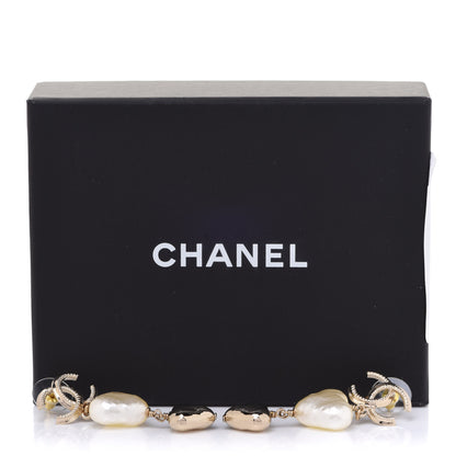 Chanel Pearl CC Double Heart Drop Earrings Gold 5 of 5