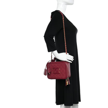 Chanel Caviar Quilted Medium CC Filigree Vanity Case Red 2 of 11