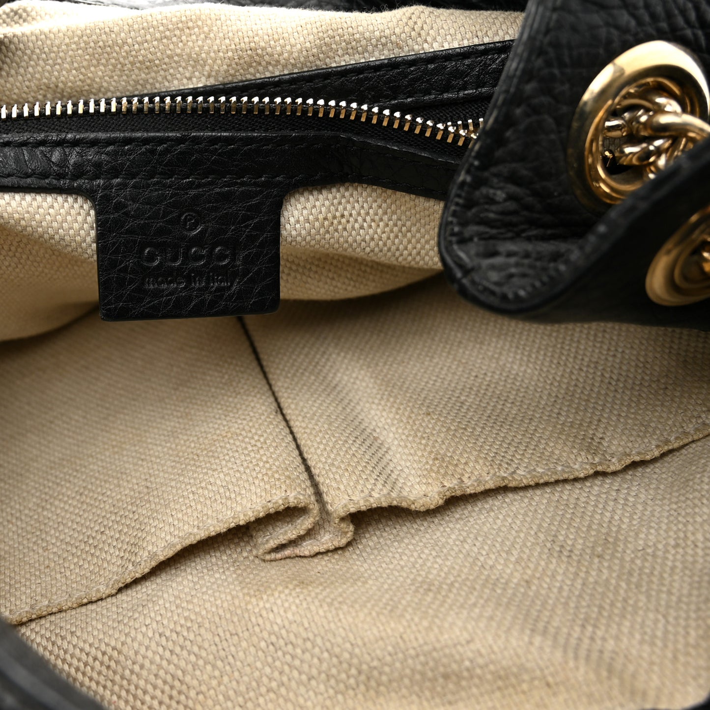 Pebbled Calfskin Medium Soho Chain Shoulder Bag Black