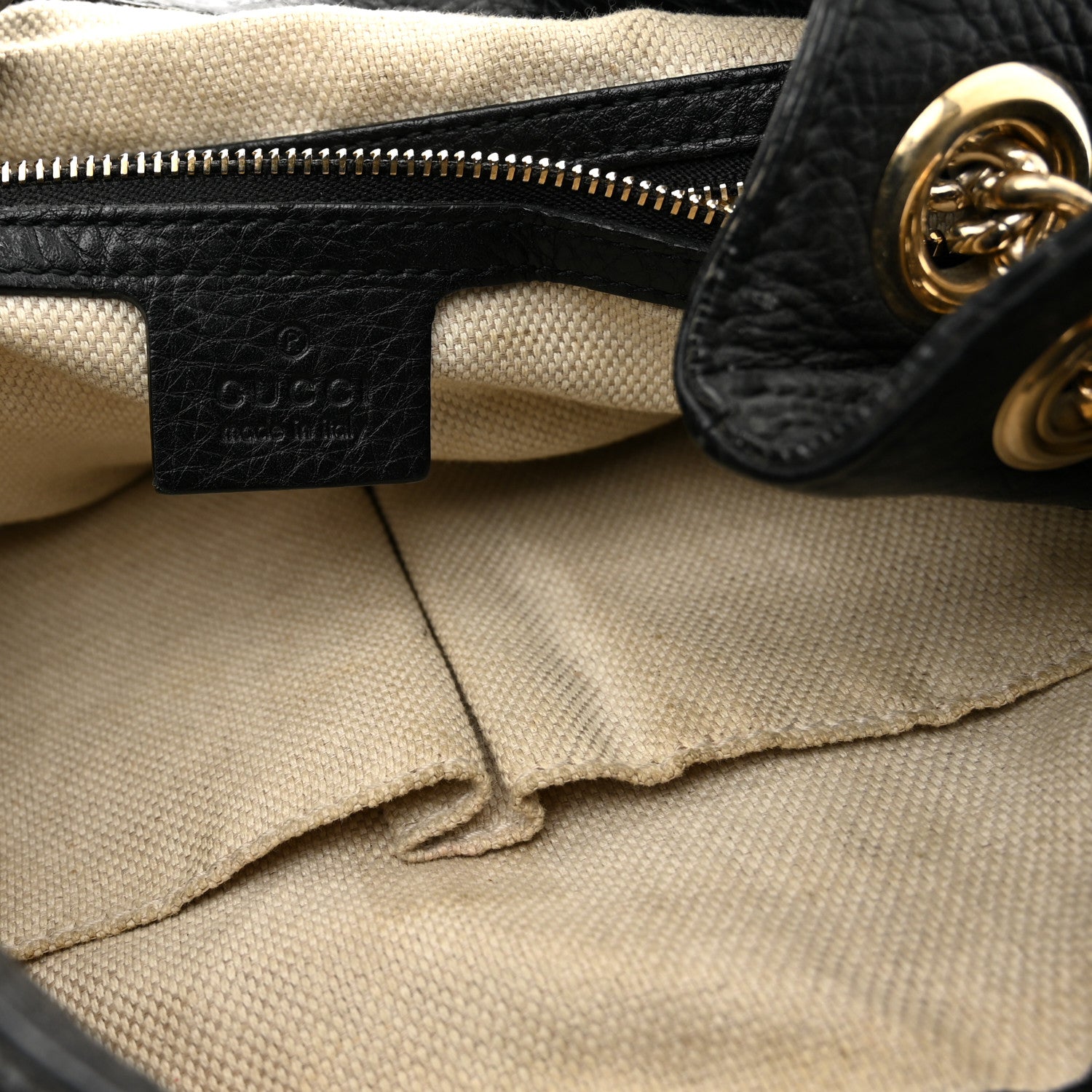 Gucci Pebbled Calfskin Medium Soho Chain Shoulder Bag Black 6 of 13