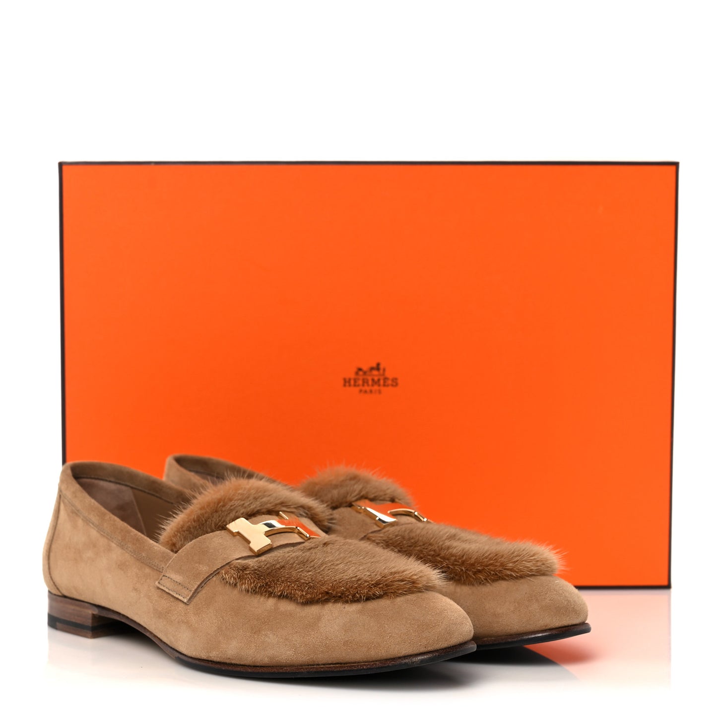 Mink Fur Suede Goatskin Paris Loafers 40 Marron Havane