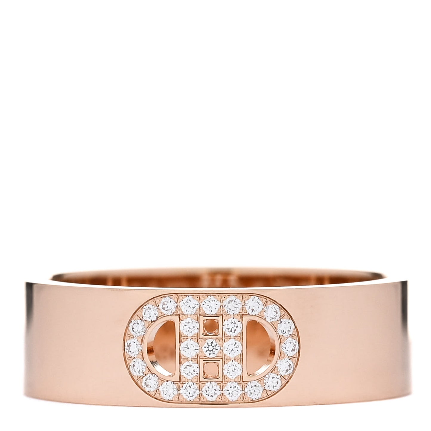 18K Rose Gold Diamond PM H D'Ancre Ring 51 5.75