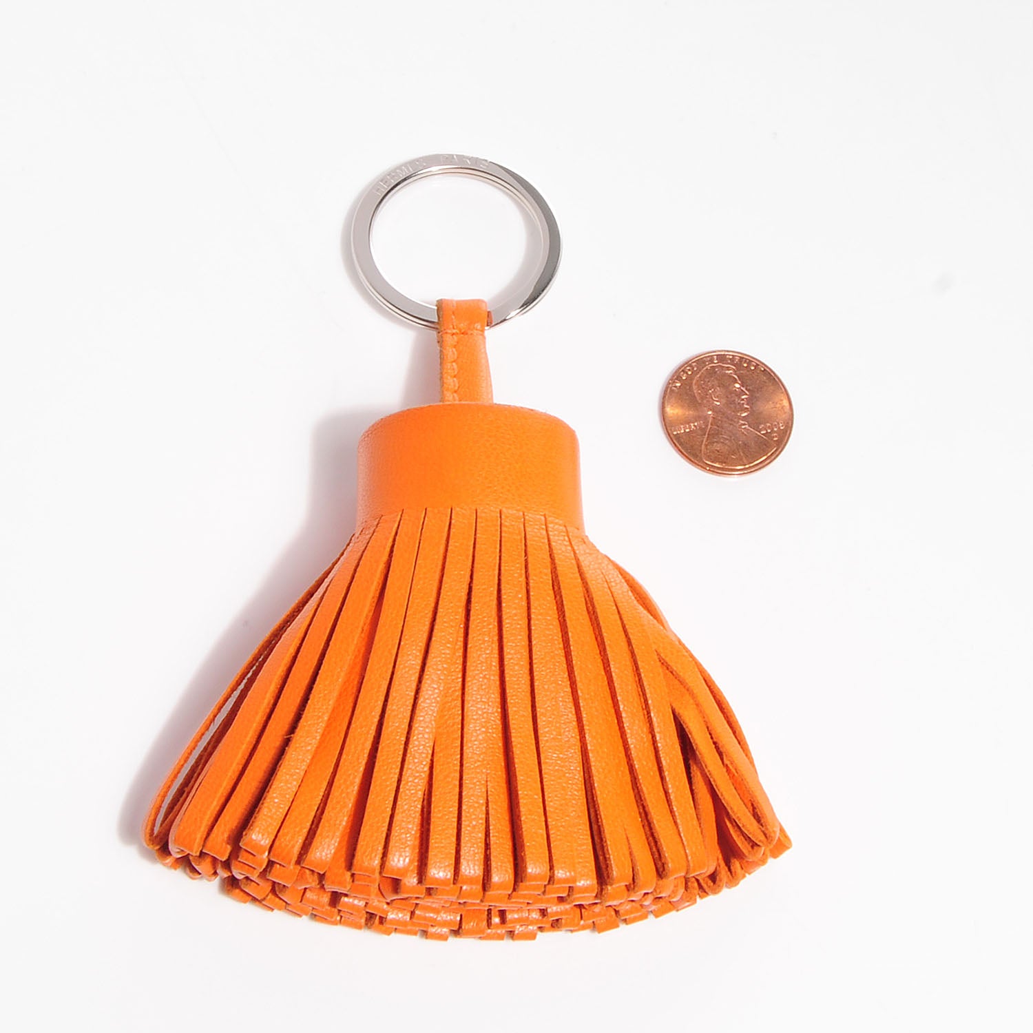 Hermes Lambskin Carmen Tassel Key Holder Orange 2 of 5