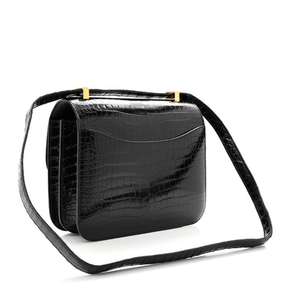 Hermes Shiny Porosus Crocodile Constance 24 Black 4 of 12
