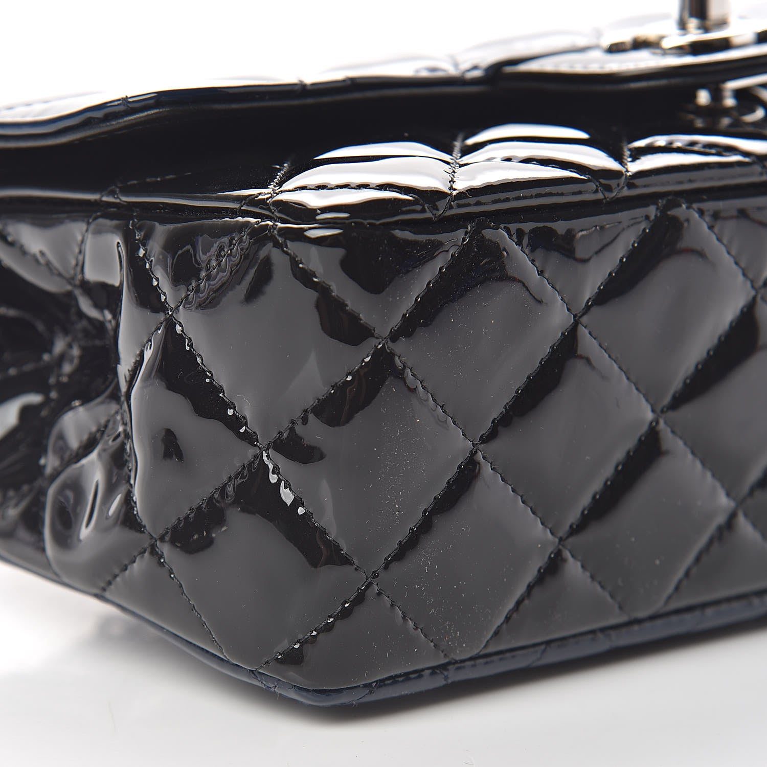 Chanel Patent Calfskin Quilted Mini Rectangular Flap Navy Blue Black 9 of 10