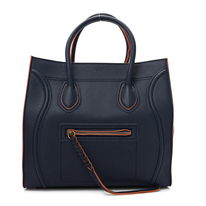 Celine Supple Calfskin Large Phantom Luggage Navy Blue Orange 1 of 13