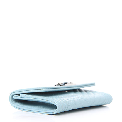 Chanel Caviar Chevron Quilted Boy Card Holder Wallet Light Blue 4 of 9
