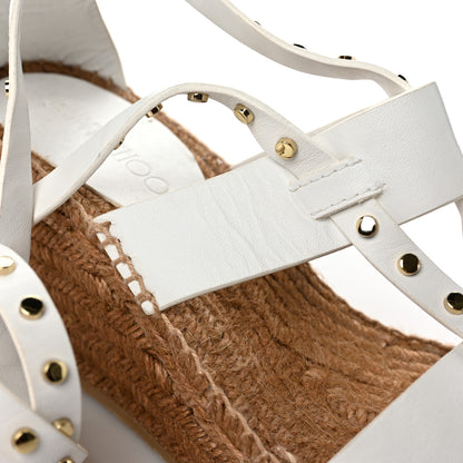 Jimmy Choo Calfskin Studded Danica 80 Espadrille Wedge Sandals 39 White 8 of 8
