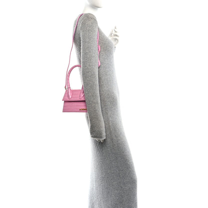 Jacquemus Calfskin Crocodile Embossed Le Chiquito Moyen Pink 2 of 9