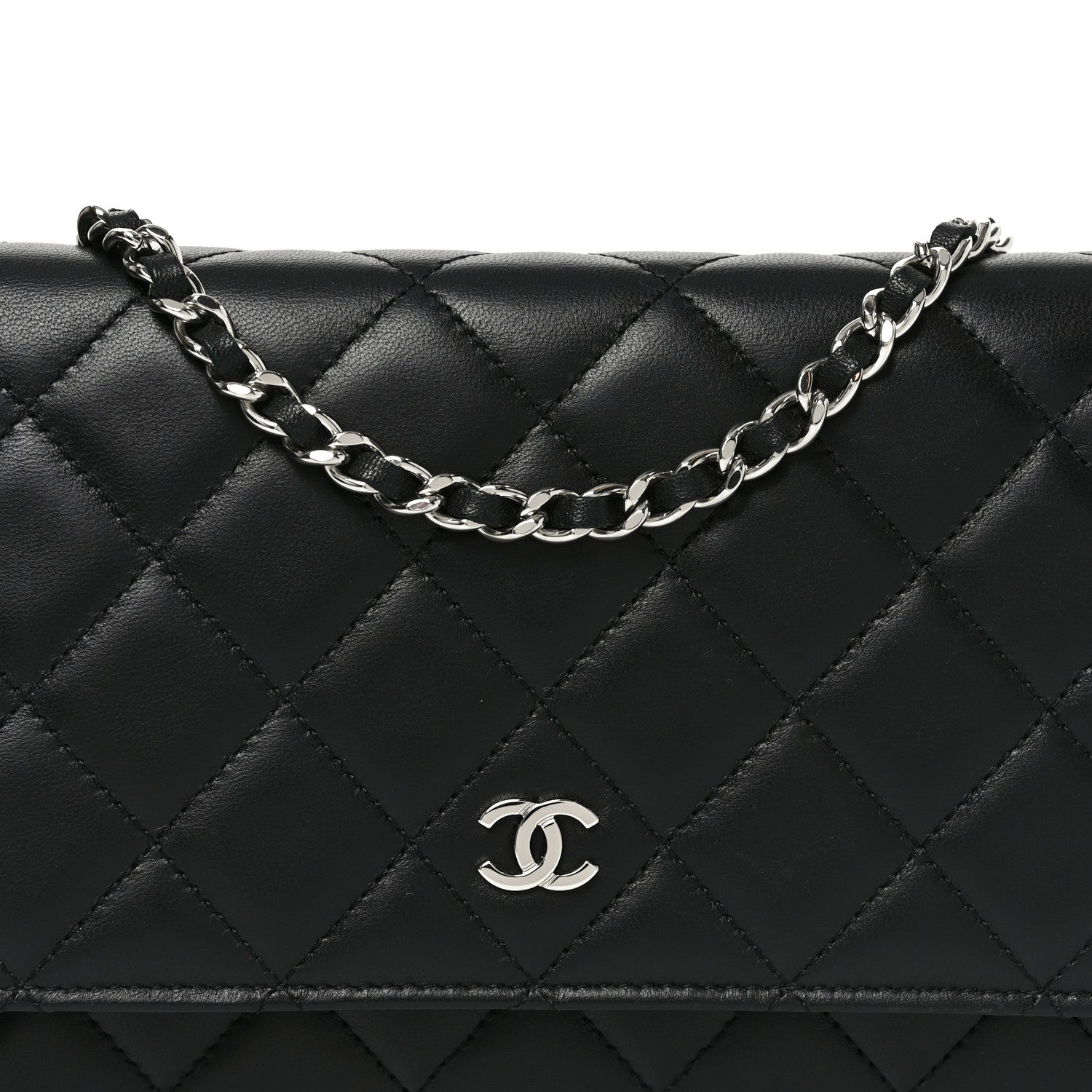 Chanel Lambskin Quilted Wallet On Chain WOC Black 9 of 11