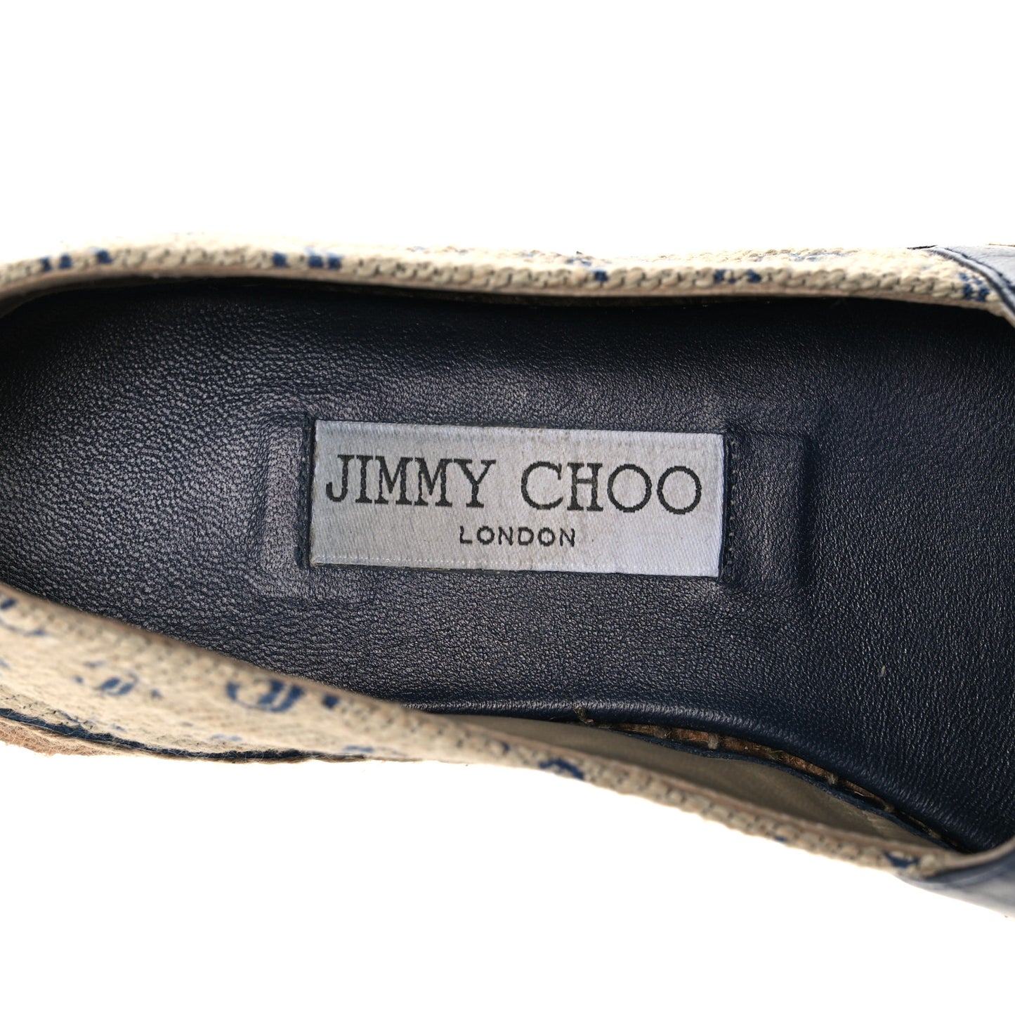 Jacquard Monogram Calfskin Cora Dru Espadrilles 37 Sand Dune Navy