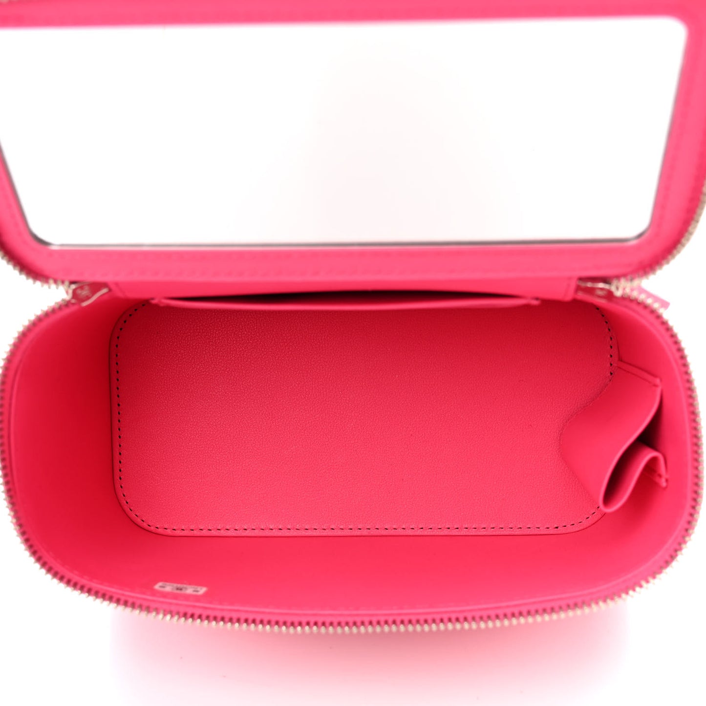 Lambskin Enamel Quilted Top Handle Clutch With Chain Fuchsia