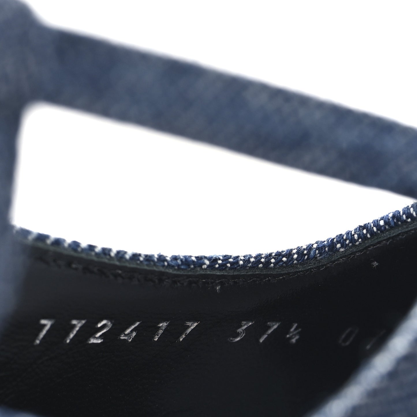 Denim GG Monogram Malaga Kid Crystal Square G 35mm Slingback Pumps 37.5 Blue
