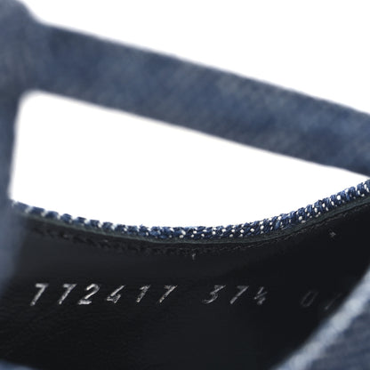 Gucci Denim GG Monogram Malaga Kid Crystal Square G 35mm Slingback Pumps 37.5 Blue 7 of 10
