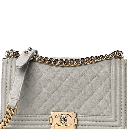 Chanel Caviar Quilted Medium Boy Flap Light Grey 7 of 10
