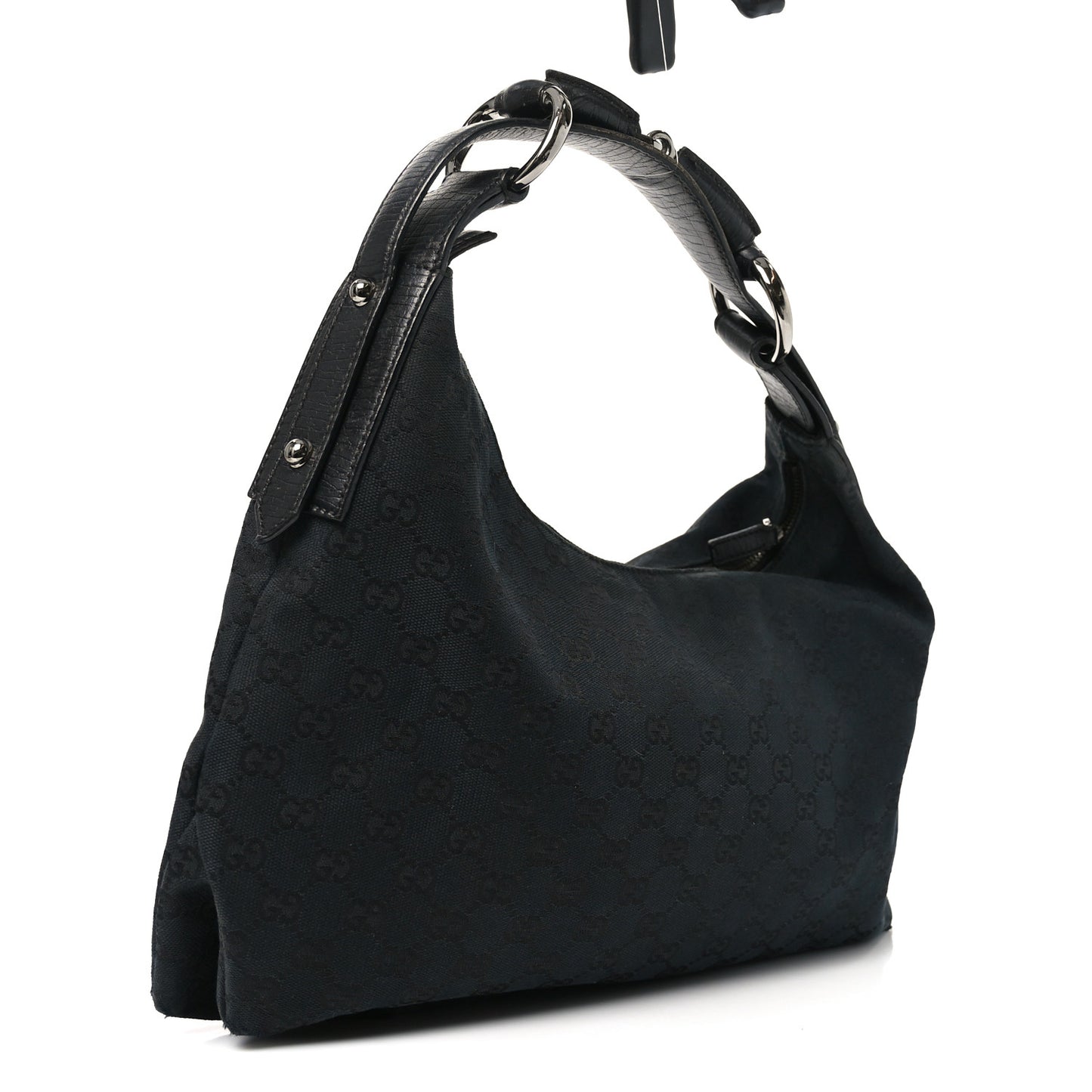 Monogram Medium Horsebit Chain Hobo Black
