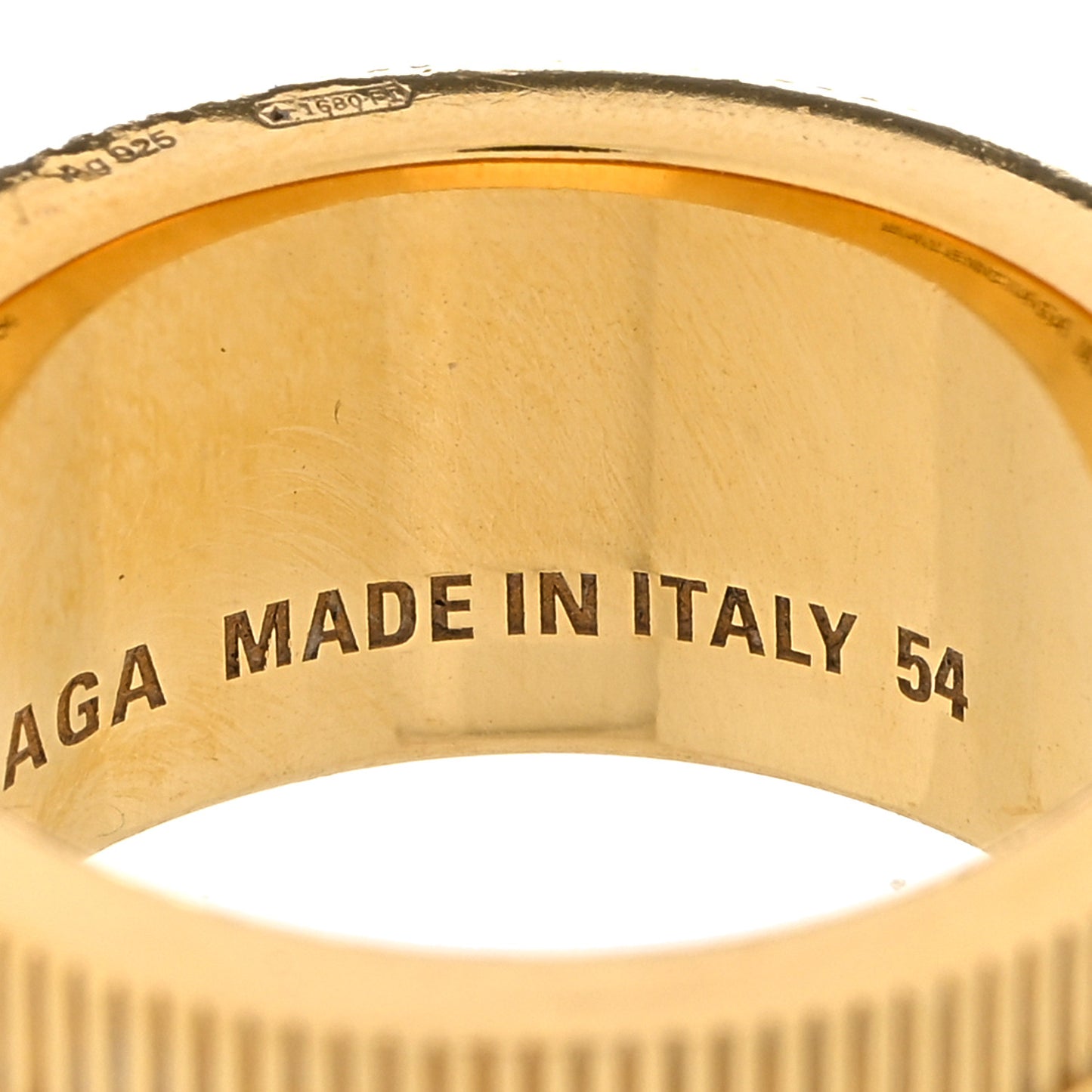 Gold Plated Sterling Silver Logo Band Ring 54 7 Yellow Gold