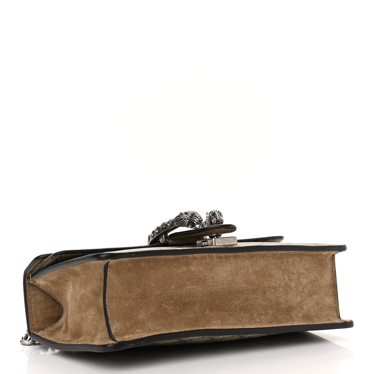 Gucci GG Supreme Monogram Suede Crystal Small Dionysus Shoulder Bag Beige Ebony Taupe 4 of 10