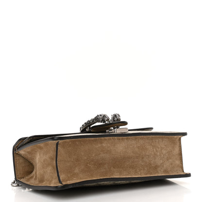 Gucci GG Supreme Monogram Suede Crystal Small Dionysus Shoulder Bag Beige Ebony Taupe 4 of 10