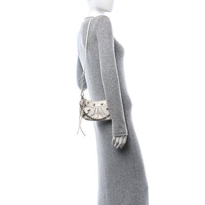 Balenciaga Extra Supple Calfskin Crocodile Embossed Le Cagole Mini Purse With Chain White 2 of 14