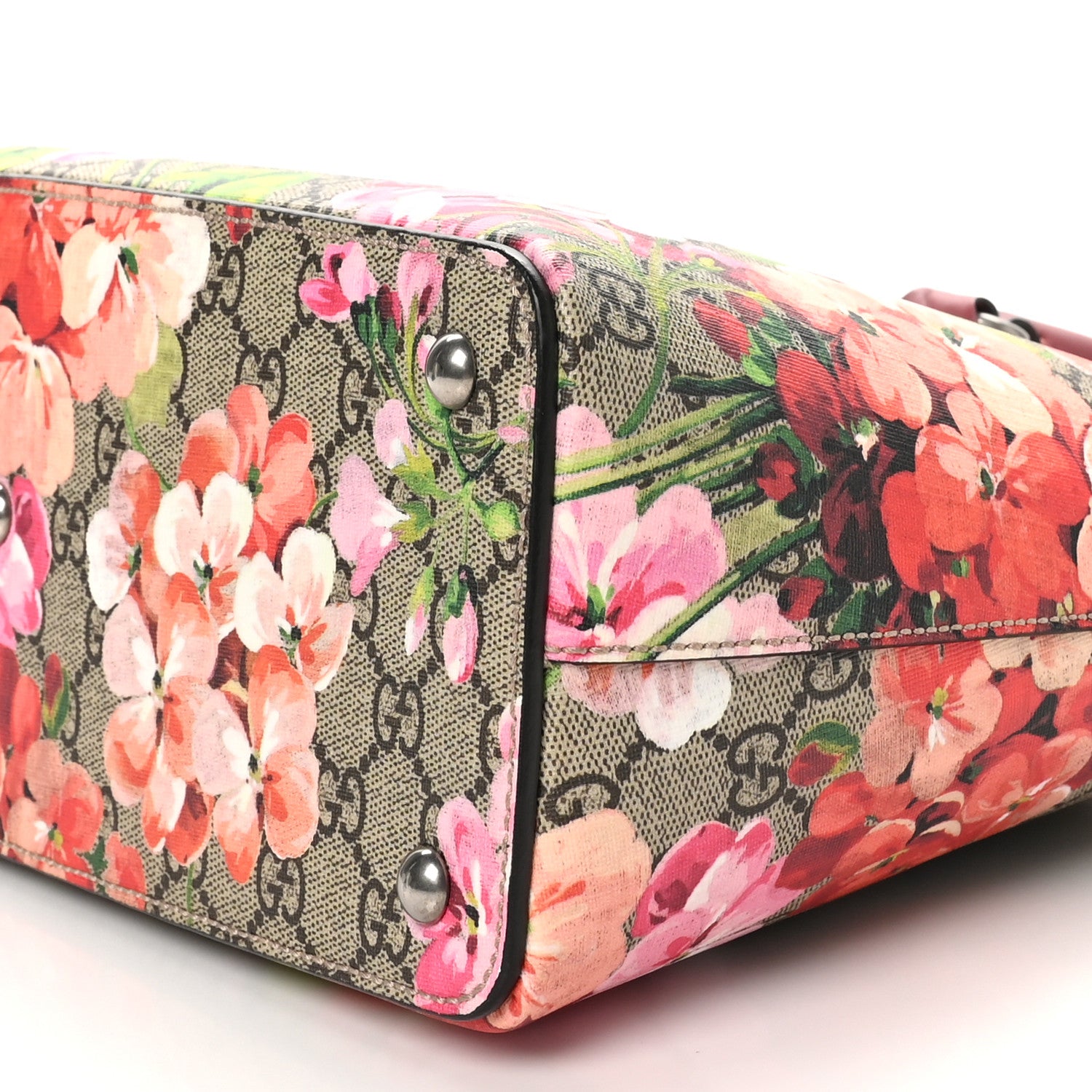 Gucci GG Supreme Monogram Blooms Small Zip Top Tote Beige Multicolor Dry Rose 11 of 11