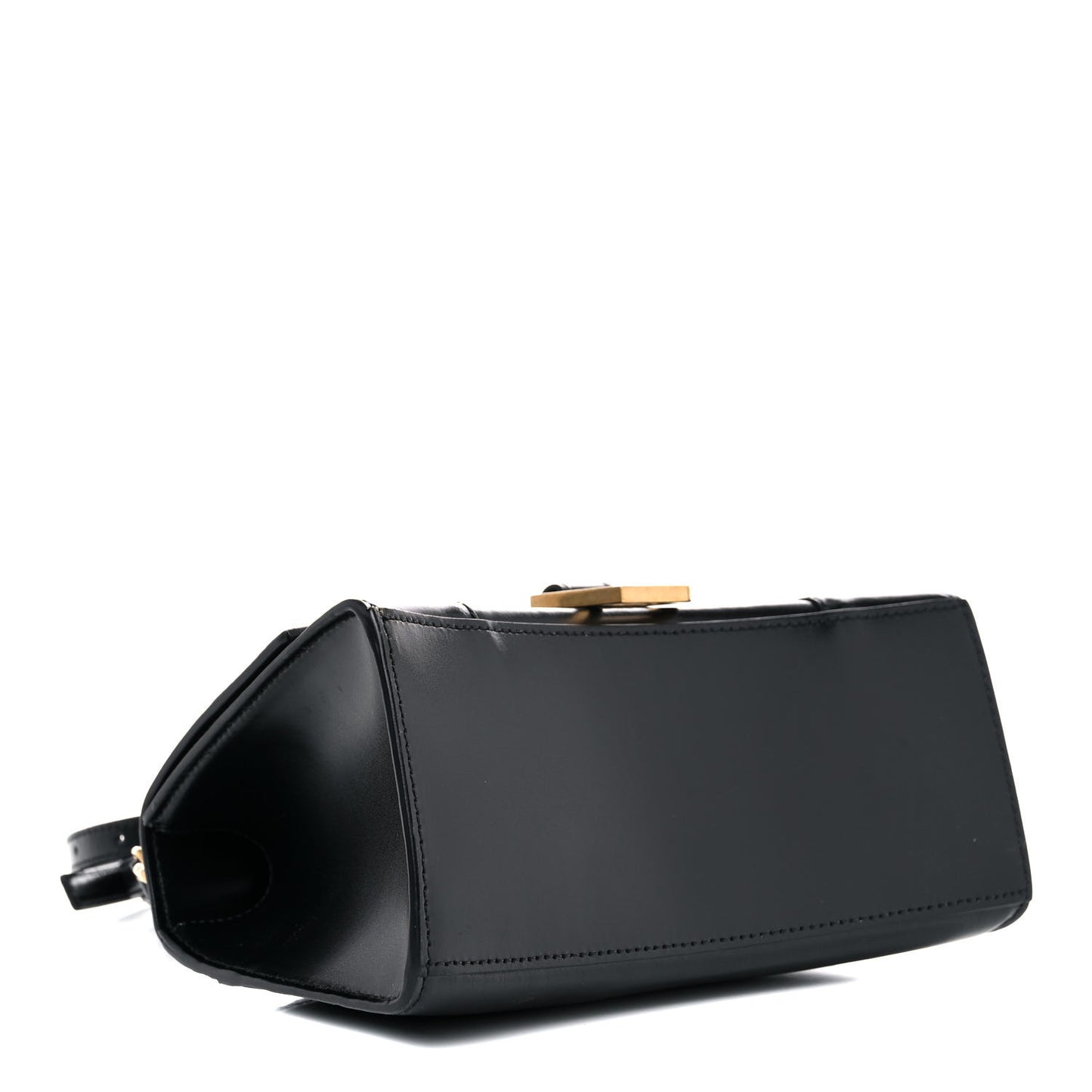 Shiny Box Calfskin Small Hourglass Top Handle Bag Black