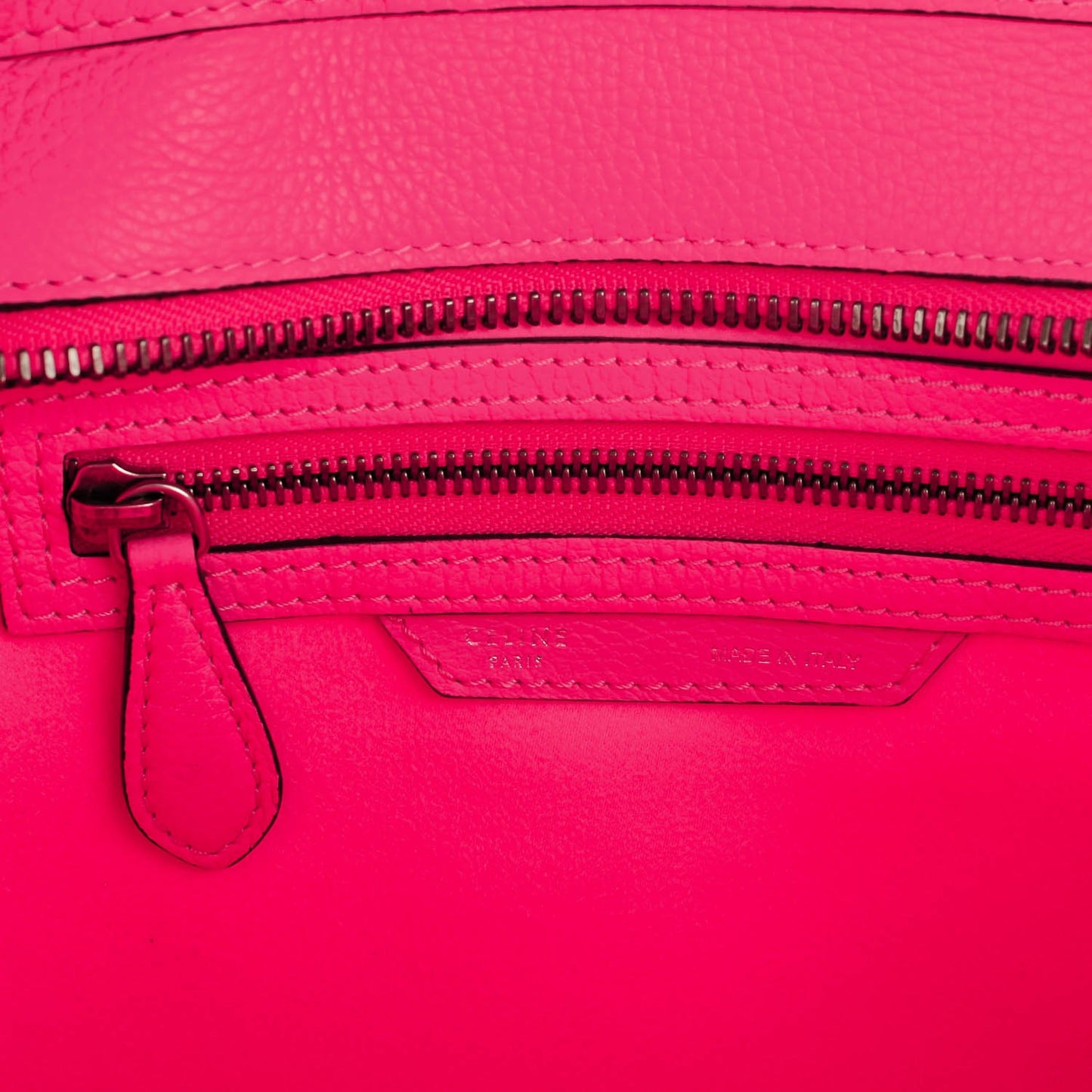 Drummed Calfskin Micro Luggage Fluo Pink