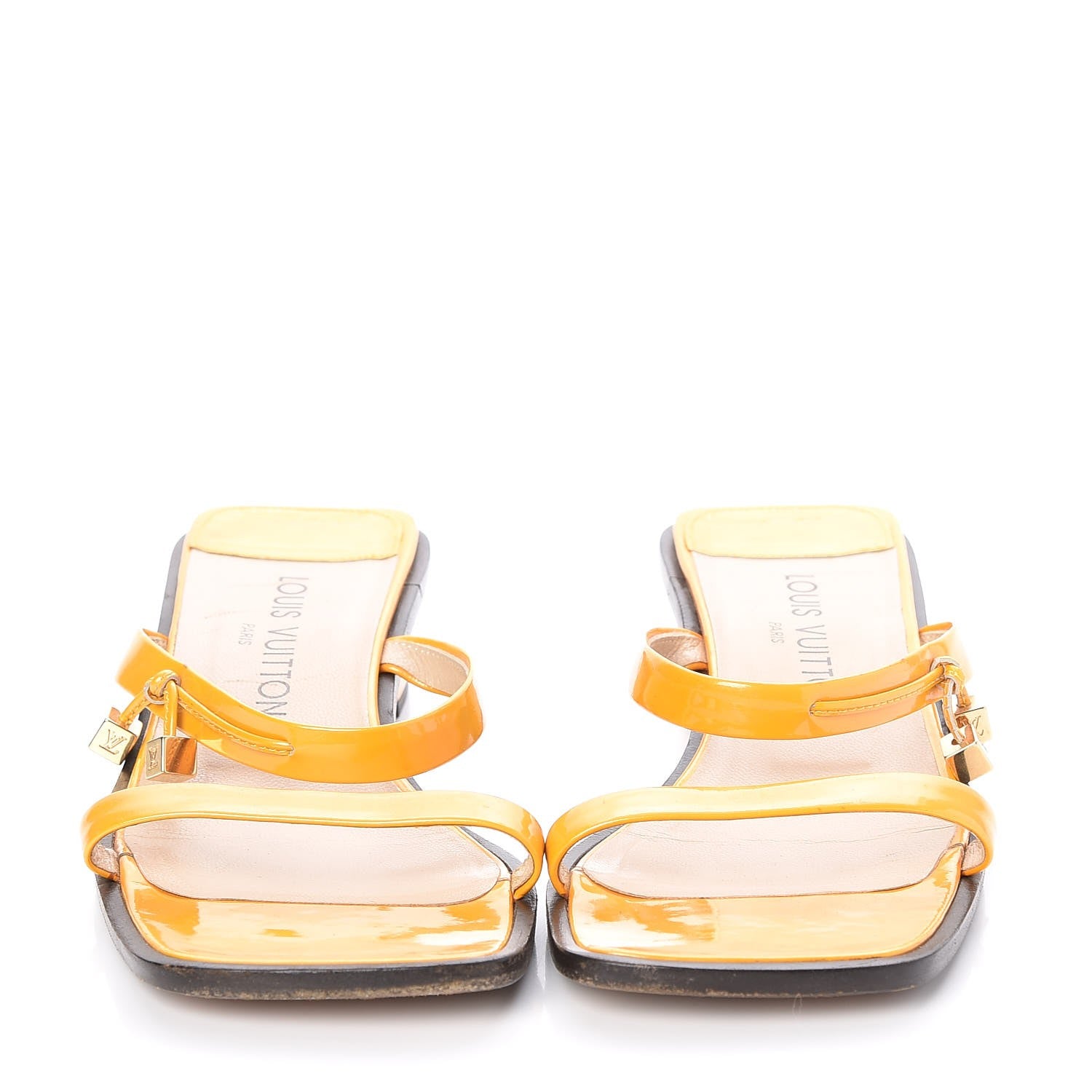 Louis Vuitton Patent Leather Bow Strappy Sandals Heels 37.5 Yellow 2 of 12