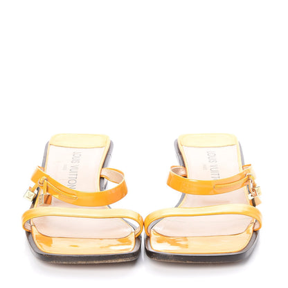Louis Vuitton Patent Leather Bow Strappy Sandals Heels 37.5 Yellow 2 of 12