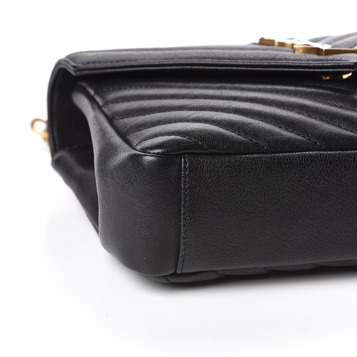 Saint Laurent Sheepskin Matelasse Chevron Monogram Medium College Bag Black 7 of 9