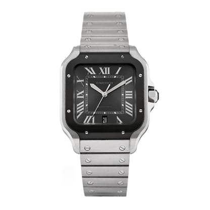 Cartier Stainless Steel 39.8mm Santos De Cartier Automatic Watch Black 1 of 5