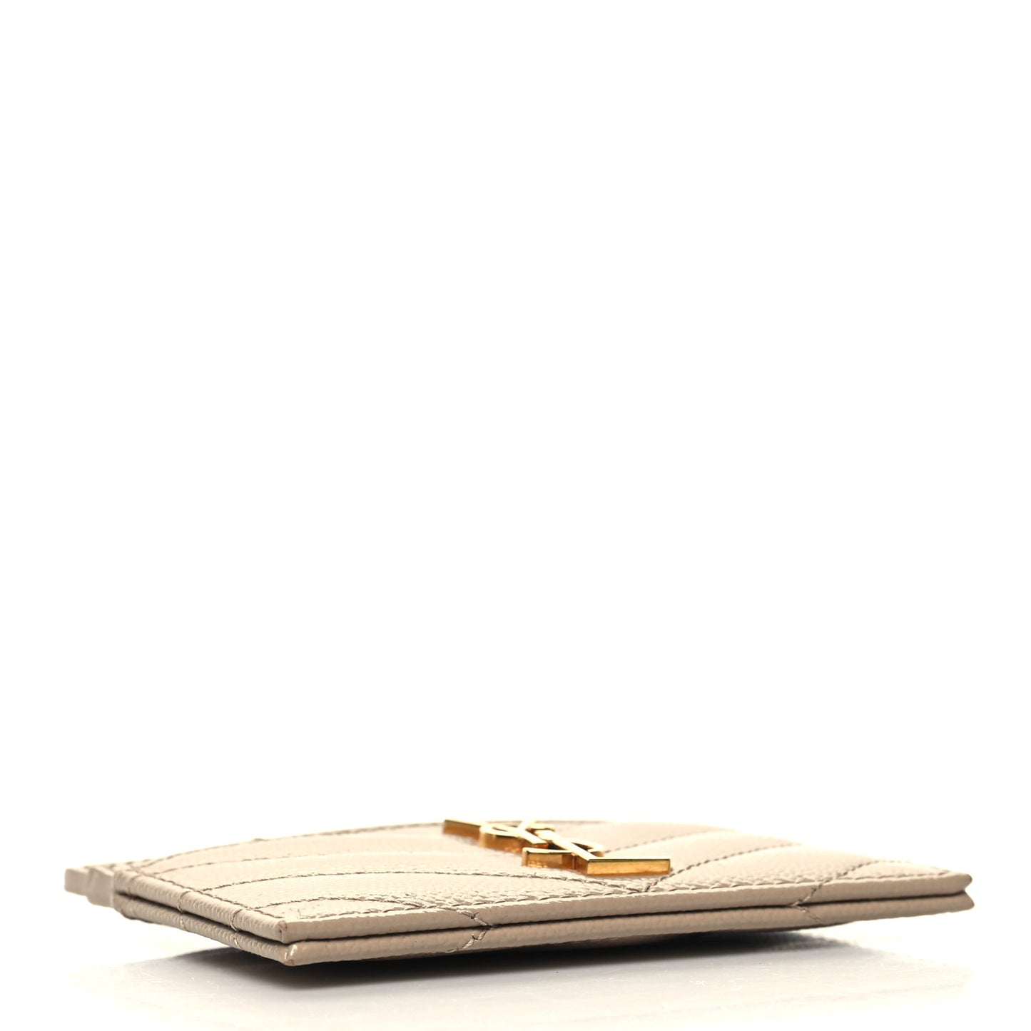 Grain De Poudre Matelasse Chevron Monogram Credit Card Case Dark Beige