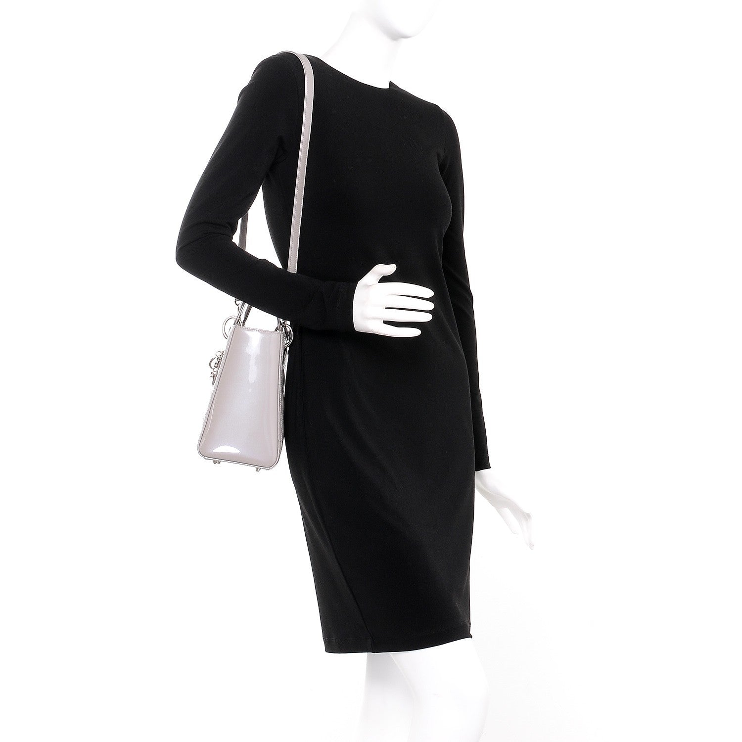 Christian Dior Pearlized Patent Cannage Medium Lady Dior Grey 2 of 7